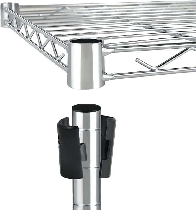 Simple Deluxe 5-Tier Heavy Duty Storage Shelves, 1750 Lbs Loading Capacity, 35.43" W x 17.72" D x 70.87" H Adjustable Shelving Unit with Wheels, Chrome