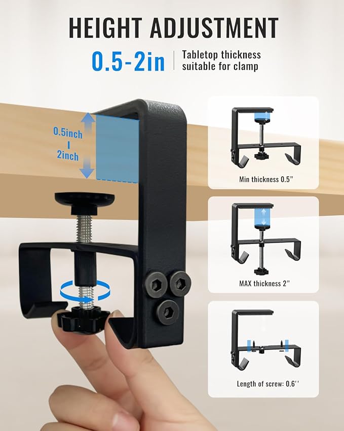 No Drill Cable Management Under Desk, 48" Cord Organizer for Table, Clamp/Screw Mount Cable Tray, Premium Black Fabric Desk Cord Management Tray for Office, Home (Extra Large (48 Inch))