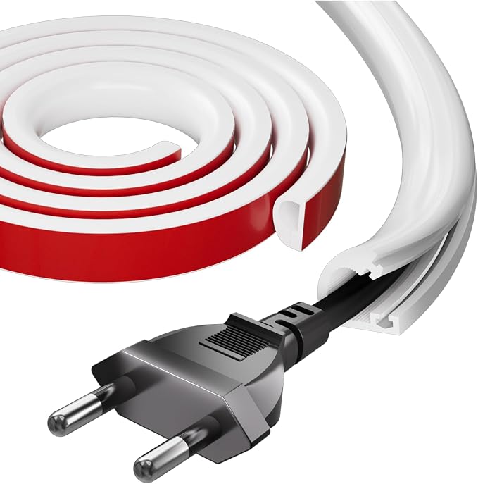 78" Silicone Cord Hider for Wall Mount TV,Self-Adhesive Cable Hider for 1 Cord(1/4" Diameter),Cable Management Under Desk,Cord Organizer,Cable Raceway Home & Office Trim,Cord Concealer Channel,White | for 1 Cord(1/4" Diameter),Cable Management Under De...