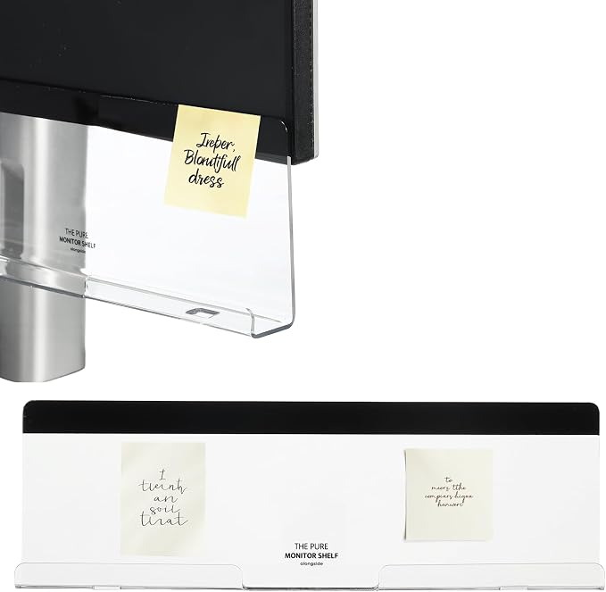 PATIKIL Monitor Memo Board, Transparent, Black Bottom Self-Adhesive Sticky Note Holder Side Note Attachment Computer Accessories for Home Office Computer Monitor Screen, 1 Pcs