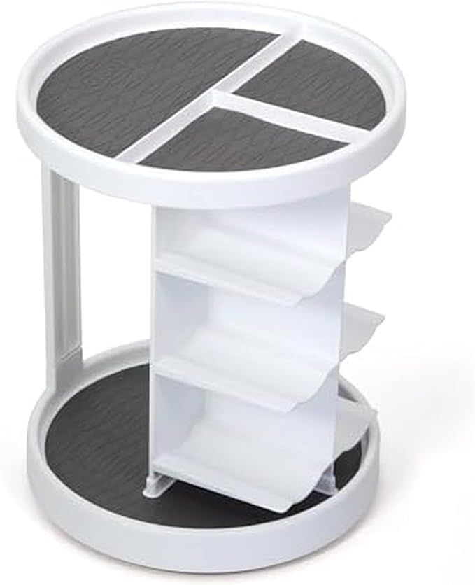 Copco 2-Tier Lazy Susan Turntable Organizer for Cabinet, Pantry, and Counter - Rotating Vitamin, Supplement, and Spice Storage with Nonslip Liner and Six Cradles