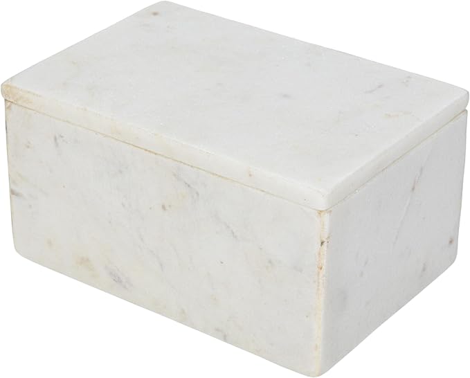 Bloomingville Marble Box Storage Container with Lid, White