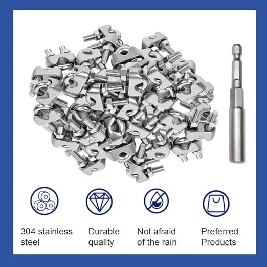 10 Pcs 1/4 inch Stainless Steel Cable Clamps,Wire Rope Clamp | Wire Rope Clamp, Commercial Industrial Residential Projects