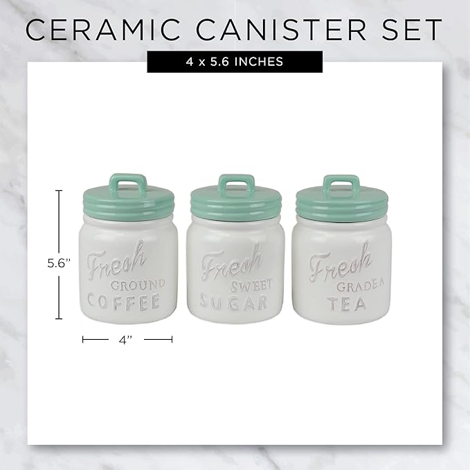 DII Kitchen Accessories Collection Ceramics, Jar Canister Set, Red, 3