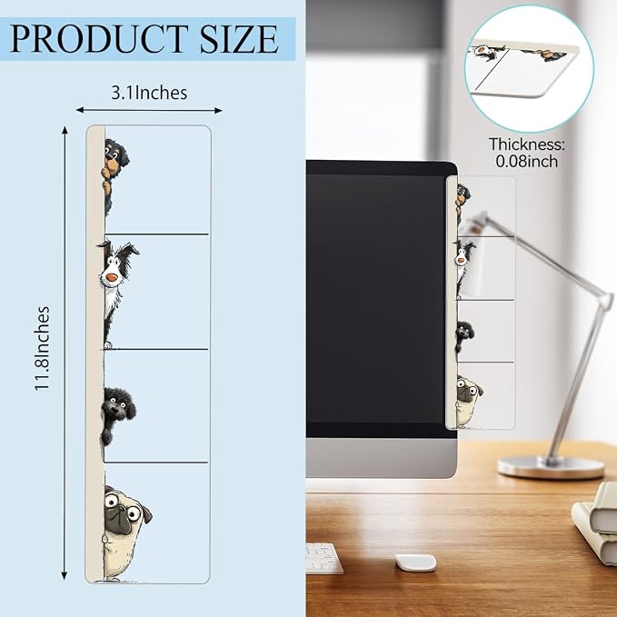 Monitor Side Note Board, Sticky Note Holder, Computer Monitor Memo Board, Acrylic Desk Organizer with 100Pcs Notes for Office Worker Men Women, Home Desktop and Office Desk, Gifts for Dog Lovers