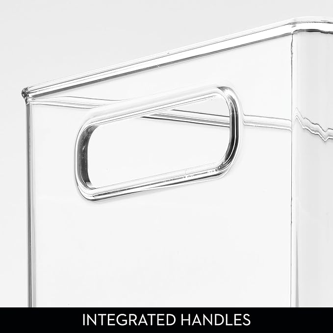 iDesign Stackable Fridge Bin, Set of 2, Clear | Kitchen Storage Bin, For Pantry, Cabinets, or Fridge