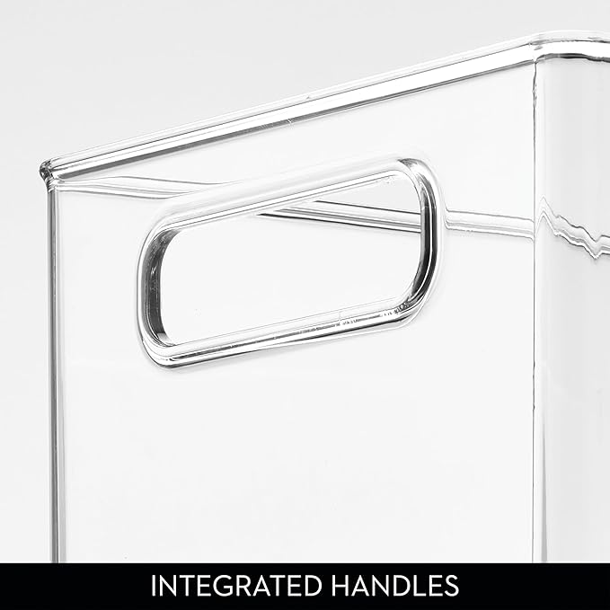 iDesign Kitchen Binz Stackable Organizer, 8" x 6" x 14.5", Clear | BPA-Free Plastic, Deep, With Handles