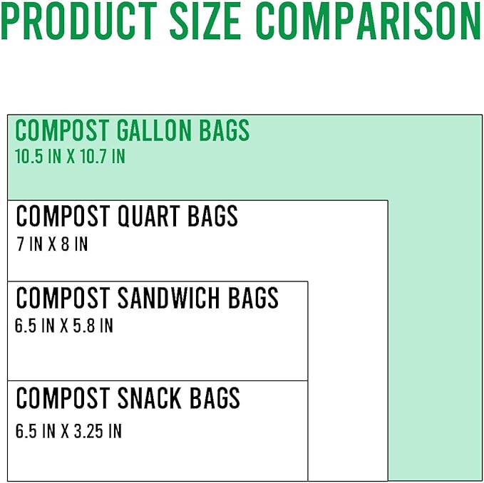 BEIDOU-PAC Compostable Gallon Food Storage Freezer Bags, 150 Count | 2 Mil | 10.5" * 10.7", Freshness Easy Open Biodegradable Eco-Friendly Reclosable Compost Zippper Bags