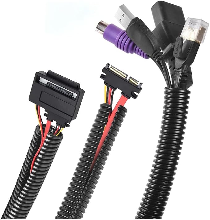 Black 1/4" inch Split Wire Loom Tubing,Alex Tech 32.8ft