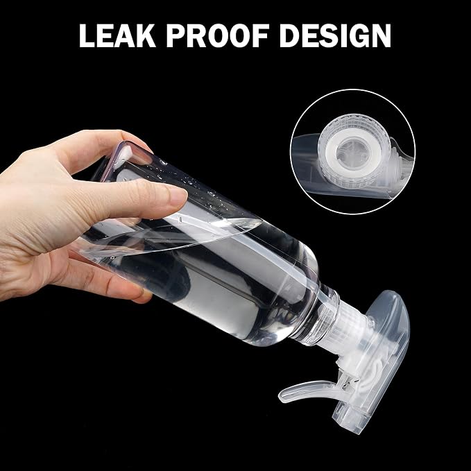 3 Pack Plastic Spray Bottles Empty 10oz/300ml | Heavy Duty Mist/Stream Refillable Bottle for Cleaning Solutions, Essential Oils, Hair