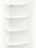 White Corner Floating Shelves for Wall Set of 4, Rounded Wood Wall Mounted Corner Shelf with Hardware, Space Saving Decorative Storage for Kids Room, Bathroom, Living Room, Office
