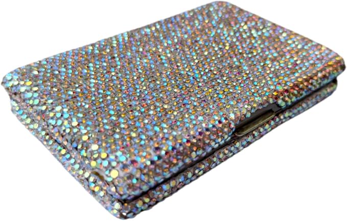 1Pc Card Wallet Card Case Bling Bling Business Card Holder,Colorful | Fashion,Crystal and Aluminum,Unisex-Adults,Compact Purse,Rhinestone