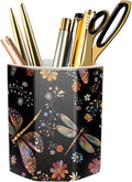 Pen Holder, Pencil Cup for Desk, Cute Desk Organizer, Durable Ceramic Decorative Makeup Brush Desktop Accessories, Stylish Stationery for Office, Home, Cute Dragonfly Pattern