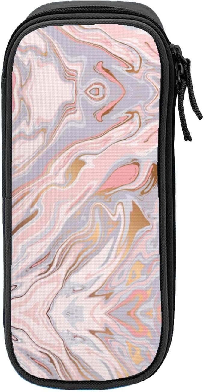Perinsto Liquid Marble Texture Pencil Case Big Capacity Multi Compartment Stationery Box Pencil Pouch Holder Desk Organizer For School Office Home