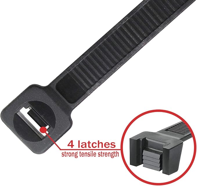 Superun Heavy Duty Zip Ties 24 Inch, Strong Large Black Zip Ties 120 Lbs Tensile Strength Selflocking Wire Ties (Industrial Grade Cable Ties) Pack of 50 | Self-locking,Width 0.3",Max Bundle Diameter 6.7",Industrial Grade,fireproof,Heavy duty,For indoor...