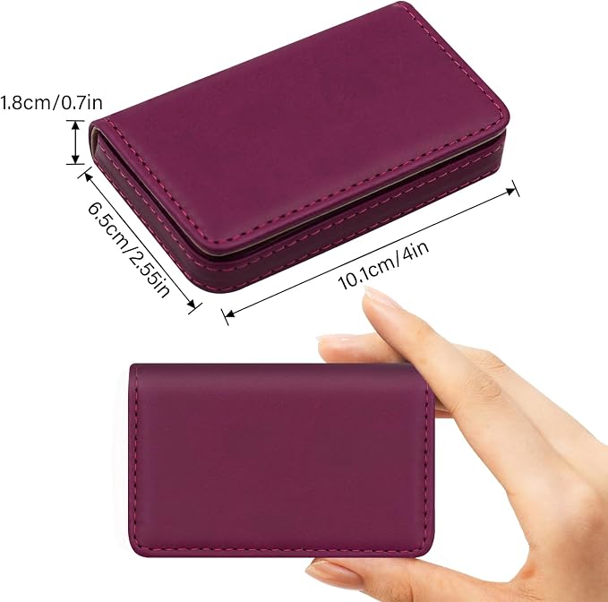 RFID Blocking Wallet - Minimalist Leather Business Credit Card Holder (PW-Wine Red)