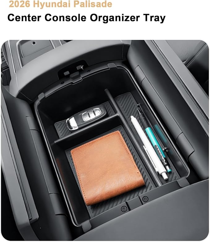 2026 Palisade Center Console Organizer - Upper Layer For 2026 Palisade Armrest Box Organizer Tray - Compatible with 2026 Hyundai Palisade Hybrid Calligraphy Accessories ABS - Only Fit Calligraphy Trim