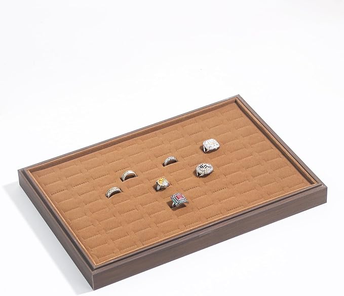 Wood Jewelry Organizer Tray, Rings Display (Brown, 2Pc, Rings) | Stackable Jewelry Display, Rings Holder, Rings Organizer, Rings Tray, Earrings Organizer