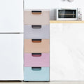 Plastic Storage Cabinet Stackable Storage Cart 5 Drawer Containers Storage Organizer Unit Mobile Stacking Bins [Multi Color 11.8"x15.7"x33.1"]