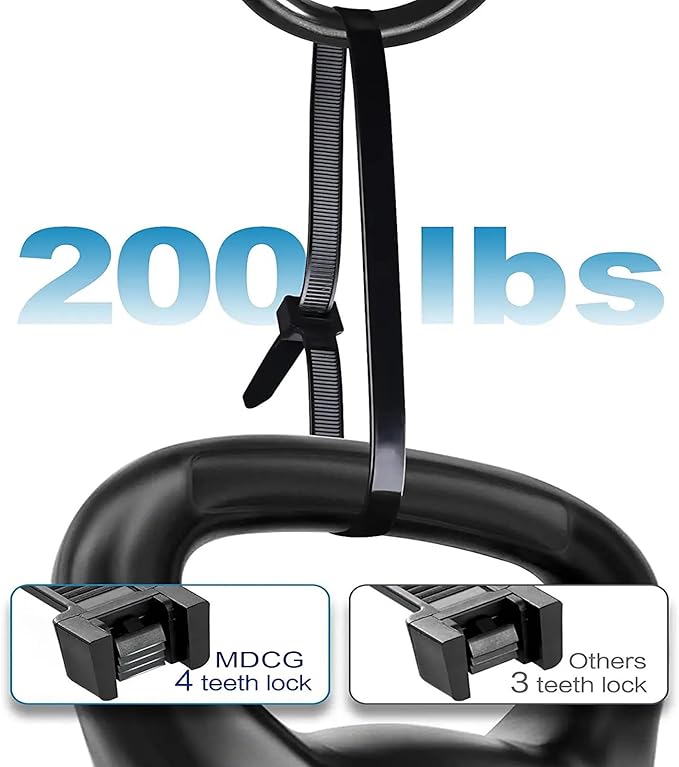 Long Zip Ties Heavy Duty 30 inch, Large Cable Ties with 200 lbs Tensile Strength, Big Plastic Wire Ties, Black Extra Long Tie Wraps,Industrial Sturdy Large Cable Wire Ties 28 Pack, by MDCG