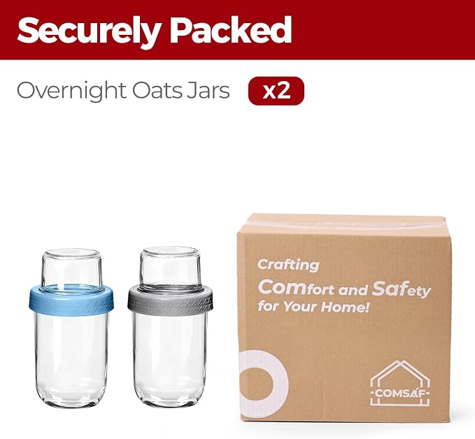 16+4 oz Glass Parfait Cups with Lids 2 Pack Overnight Oats Container | Dry Wet Separation, Jar for Overnight Oats,Chia Pudding,Snacks,Nuts, Fruit,Granola Toppings,Meal Prep