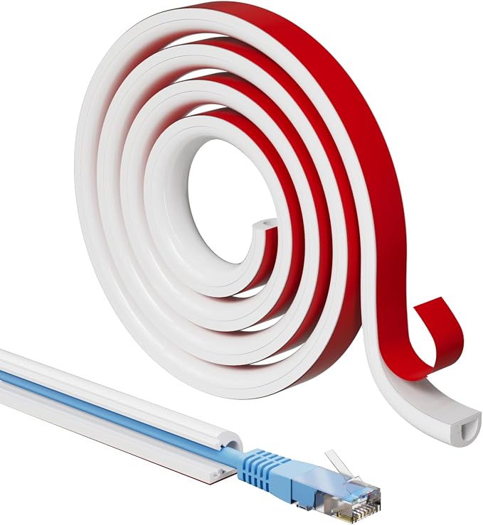 118”Cord Hider for Wall Mounted TV,Adhesive One-Cord Cable Hider for Wall,Cord Covers Raceway Kit for Wires Hider,Flexible Silicone Cable Concealer for Home Office,W 0.54”× H 0.39”