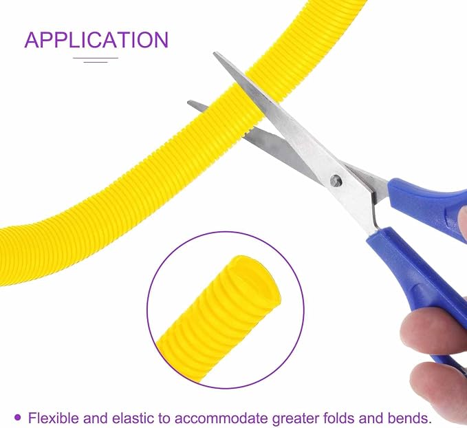DMiotech 20ft Wire Loom Split Tubing 2 Inch(50.8mm) ID, Cord Protectors from Pet Flexible Conduit Cable Management for Office Home Garden, Yellow