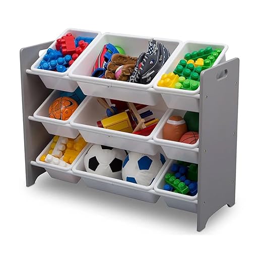Delta Children MySize 9 Bin Plastic Toy Organizer - Greenguard Gold Certified, Grey