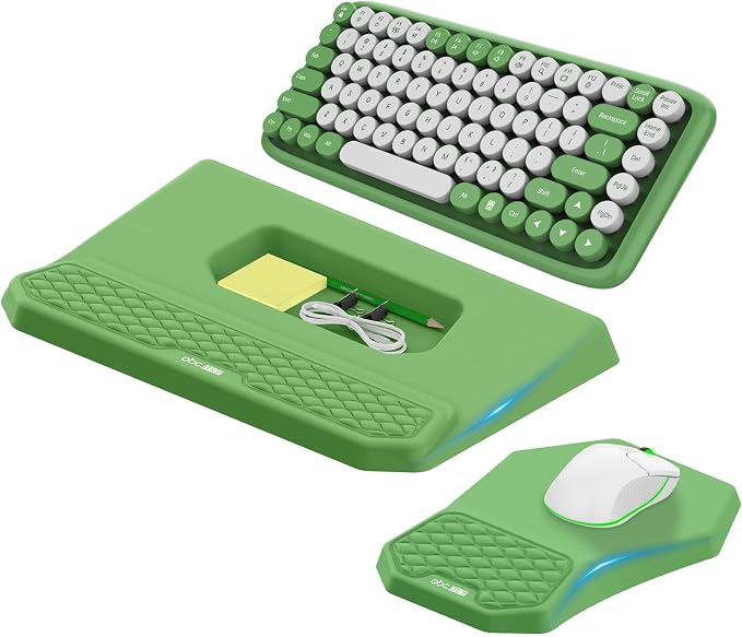 Ergonomic Wrist Rest with Keyboard Stand and Mouse Pad for Easy Typing | Keyboard Holder with Storage Slot, Mousepad for Carpal Tunnel Pain Relief with Massage Bulge and Slow Rebound Memory Foam