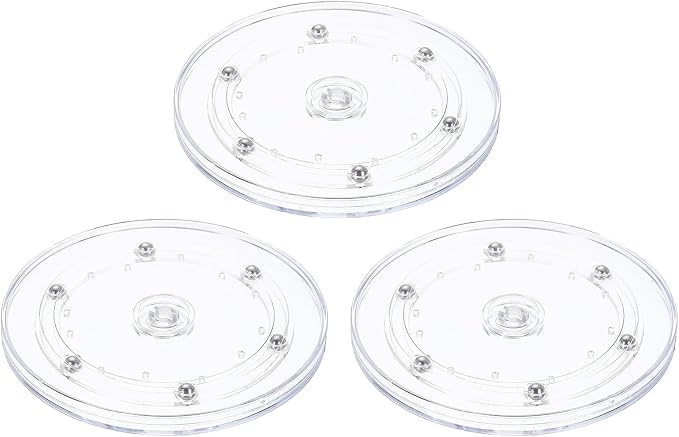 uxcell 3Pack Acrylic Lazy Susan Turntable, 6" Spinner Lazy Susan Turntable Organizer, Acrylic Ball Bearing Rotating Tray for Pantry Spice Rack Decorating, Clear