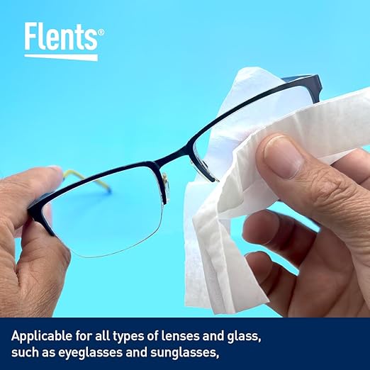 Flents Lens Wipes, Wipe 'N Clear Basic, 100 Count, Pre-Moistened, Streak-Free, Safe for Glasses, Sunglasses, Gentle Cleaning, Clear Vision, Streak-Free, Individually Wrapped for Travel & Convenience