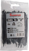 Superun Black Zip Ties 4 Inch 18 Lbs UV resistant Cable Ties 100 Pack | Self-locking,Width 0.1",Max Bundle Diameter 0.86",Industrial Grade,fireproof,Heavy duty,For indoor and outdoor