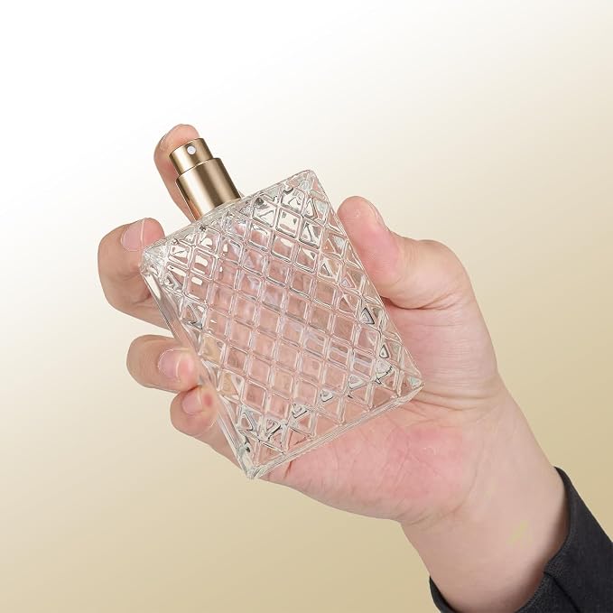 100ml (3.4 oz) Refillable Perfume Bottle with Gold Sprayer | Premium Thick Glass, Includes Funnel, 3ml Dropper & Luxury Gift Bag, Travel-Friendly Atomizer