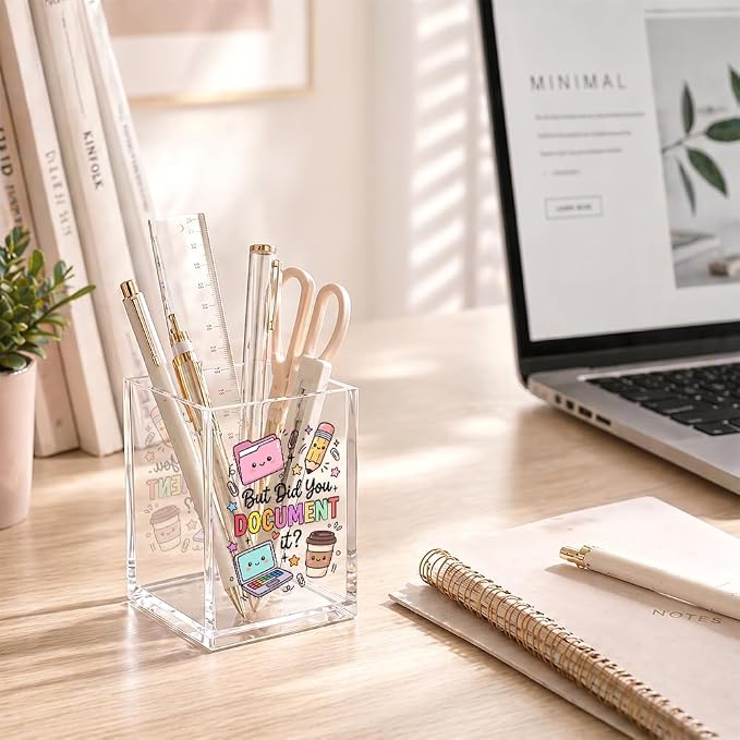 Funny But Did You Document It Acrylic Pencil Holder Cup | Sarcastic Pen Holder Gifts for Women Coworker Sister HR Nurse, Office Desk Accessories for Teams Employee, Marker Organizer