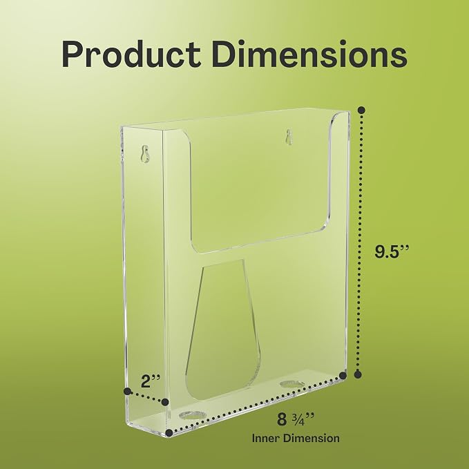 Acrylic Brochure Holder for Wall Mounting, Clear Display for 8.5" x 11" Flyers, Literature Holder for Magazines, Pamphlets, Menus, Includes Screws & Plastic Anchors – Pack of 4