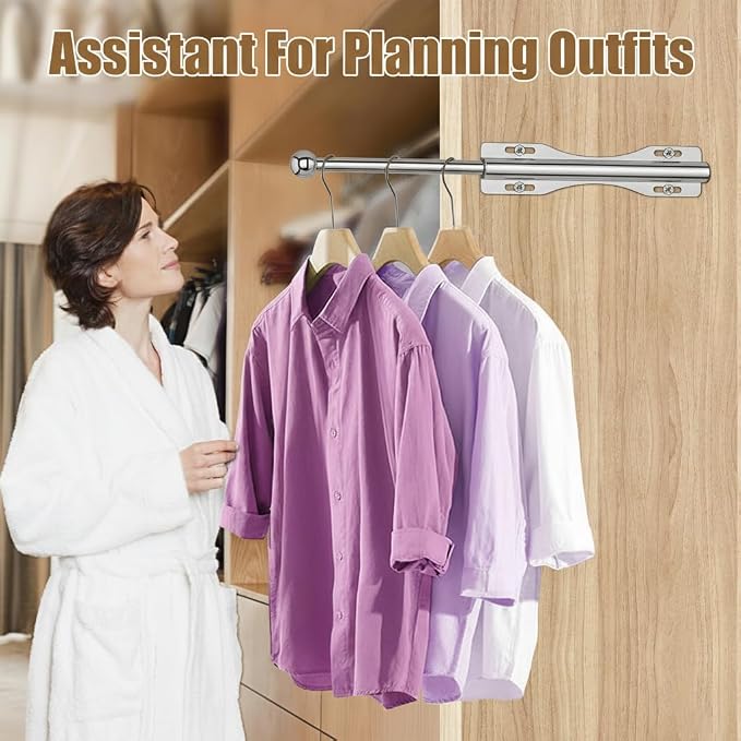 13" Valet Rod For Closet Pull Out Adjustable For Closet,1 Pack Chrome | 13" pull-out valet rod provides convenient hanging space for clothes in closets, bedrooms and laundry rooms.
