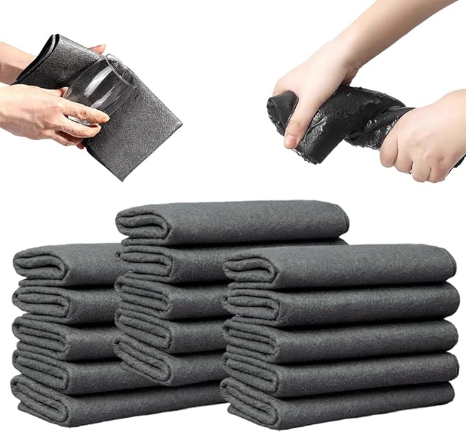 Thickened Magic Cleaning Cloth, 2025 New Reuseable Streak Free Microfiber Cloth Magic Fiber Microfiber Cleaning Cloth, Multipurpose Miracle Rags for Kitchen, Window, Glass, Cars (15Pcs, 8x12 in)