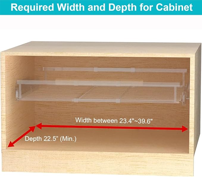 iPEGTOP Pull Out Cabinet Drawer Shelf Organizer, Extendable Sliding Slide Out Pantry Shelves Storage Heavy Duty for Kitchen Cabinets Under Sink, Adjustable Width 23.1~39.9" W x 22.5" D