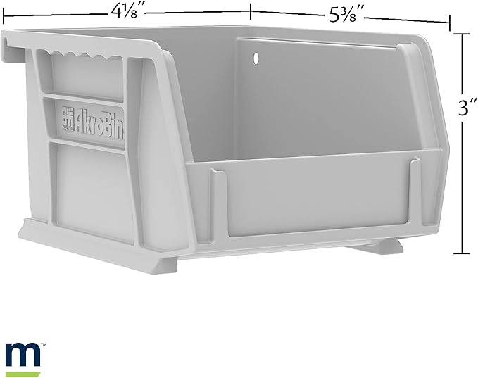 Akro-Mils 30210 AkroBins Plastic Storage Bins,Space-Saving Stackable Bins for Garage,Pantry,Craft Organization,5-Inch x 4-Inch x 3-Inch,Clear,(Pack of 24)