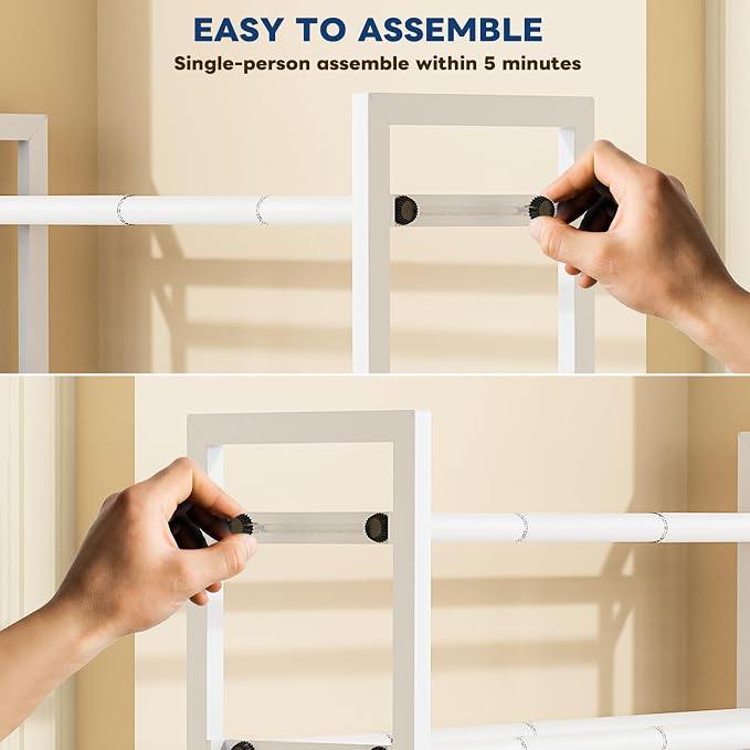 Mavivegue Expandable Shoe Rack, 2-Tier 19"-43.3" Adjustable Shoe Rack for Closet,Hall Entryway,Front Door,Garage, Sturdy Steel Space-Saving Rack, White