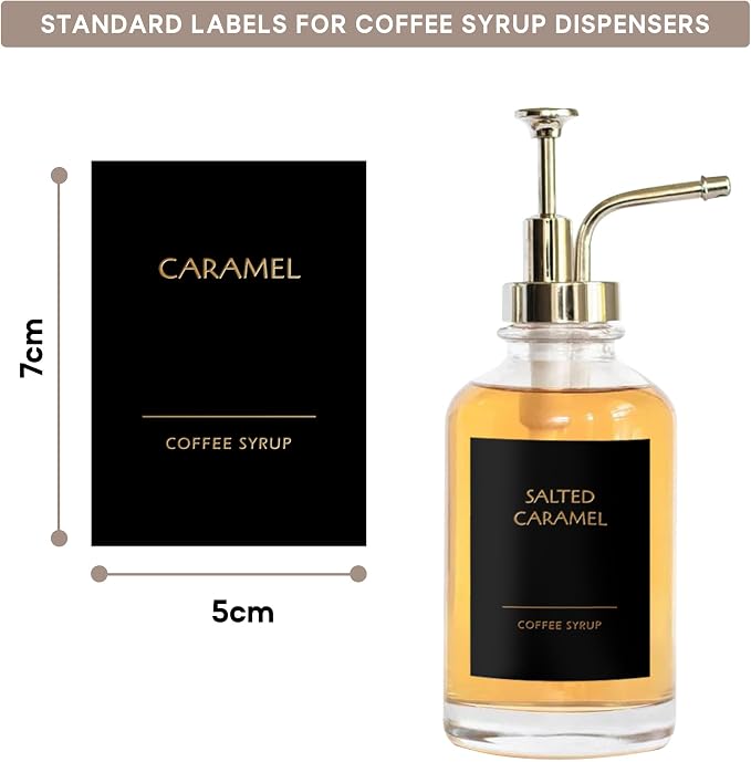 KYONANO 84 Coffee Syrup Labels for Coffee Bar Accessories, Luxury Pattern Décor for Coffee Station, Waterproof Coffee Labels for Coffee Syrup Dispenser & Bottle Organization