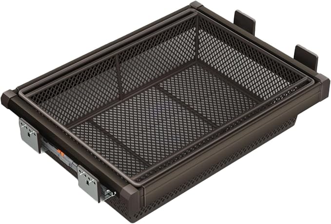 Pull Out Drawer Organizer Containers,Aluminum Alloy Stackable Shelf Baskets Organizer,Stackable Storage Bins,for Office Bathroom Bedroom(Save Space)(Brown,33.85-37.79in)