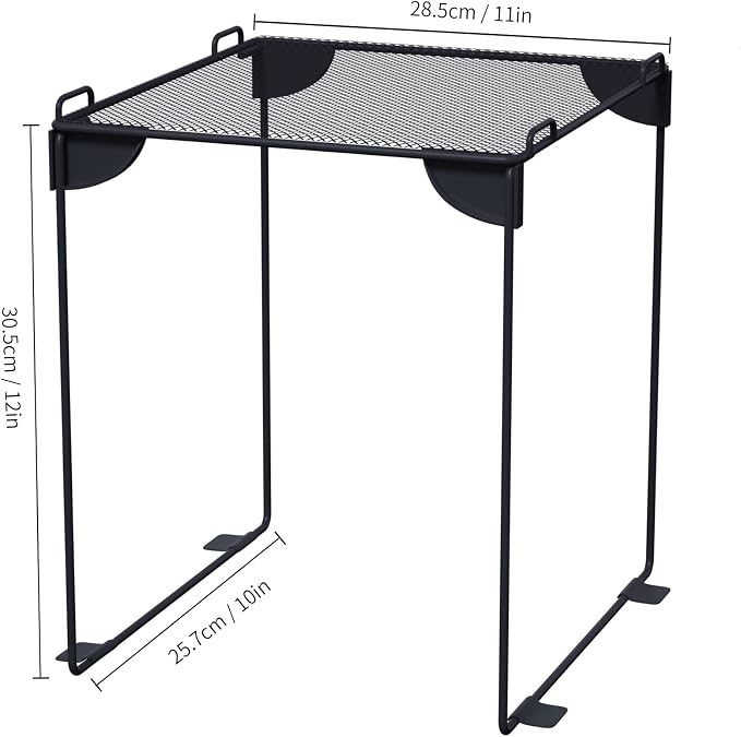 Neudeco Pack 2 Mesh Locker Shelf, Grey | Stackable, Extra Tall, Collapsible, Metal Build, Fits Standard Size School Locker