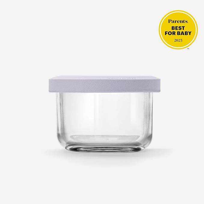 Comotomo Glass Baby Food Storage Containers, 4 oz Jars with Silicone Lids, Airtight Baby Food Prep Cups for Purees, Snacks, Daycare and Small Leftovers, Microwave and Dishwasher Safe, Set of 3