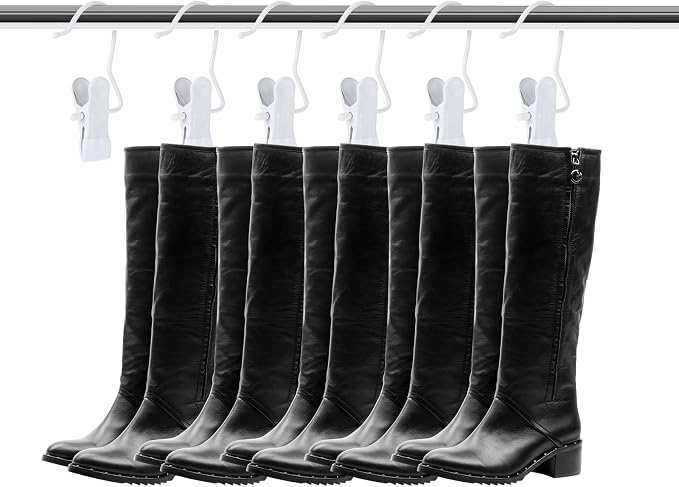 Hotop 36 Pieces Boot Hanger Clips for Closet, Laundry Hanging Hooks Heavy Duty Clips Boot Holder Portable Single Hooks Space Saving for Pants Jeans Clothes Hats Tall Towels (White)