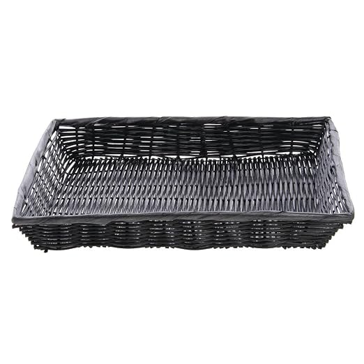 Basket Black Wicker - 16" L x 12" W x 2 1/2