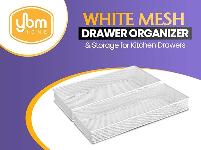 YBM HOME Silver Mesh Drawer Cabinet and or Shelf Organizer Bins, School Supply Holder Office Desktop Organizer Basket (1, 3x15x2 Inch)