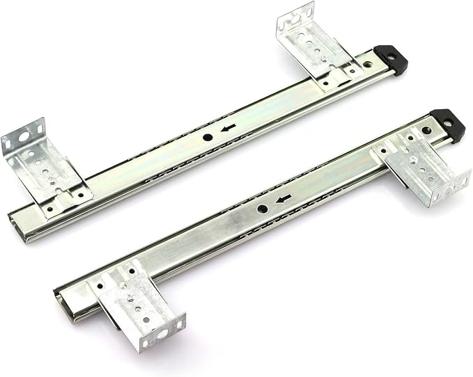 1-Pair 14 inch / 350mm Keyboard Slide Super Smooth Mute Ball Bearing Pull Out Tray Adjustable Hanging Bracket Suspension Track Guide Rail Fold Telescopic Drawer Runners Silver