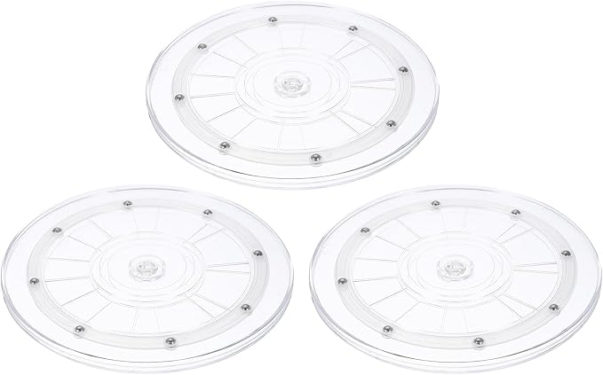 uxcell 3Pack Acrylic Lazy Susan Turntable, 9" Spinner Lazy Susan Turntable Organizer, Acrylic Ball Bearing Rotating Tray for Pantry Spice Rack Decorating, Clear