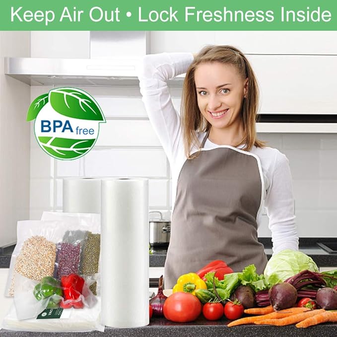 O2frepak Multi-Size 50x 6''x10'',50x 8''x12'',50 X10'' X13''and 2 Rolls11''x20',2 Rolls 8''x20' BPA Free Sous Vide Seal a Meal Commercial Grade Vacuum Seal PreCut Combo Pack Bags Rolls